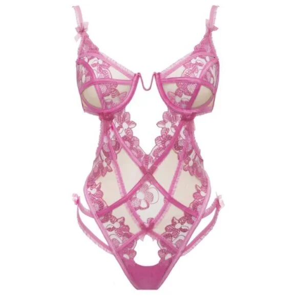 💕FOR LOVE AND LEMONS💕 Grace Bodysuit ~ Mauve Lace Medium M NWT - Picture 8 of 13